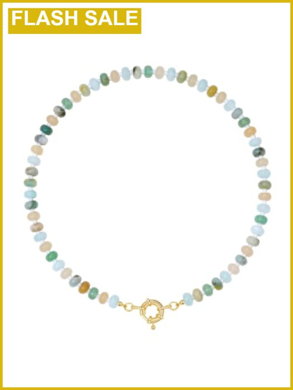 Handmade Natural Amazonite Pearl Beaded Necklace 18 Inch